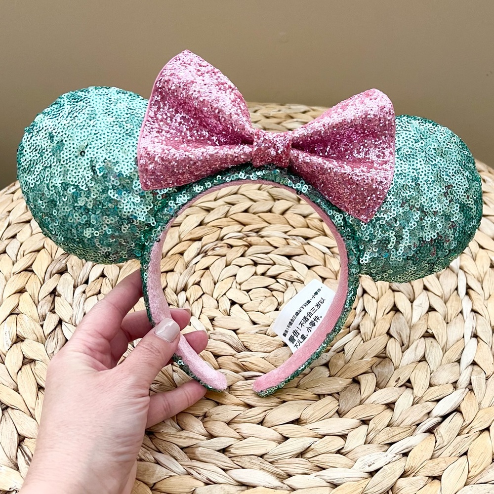 Disney Parks official merchandise Minnie Mouse sparkly sequin bow ears headband